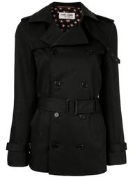 belted short trench coat