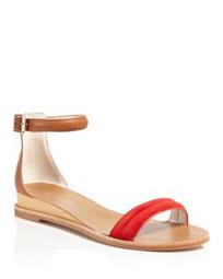 Jenna Leather and Suede Ankle Strap Sandals