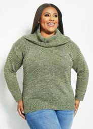 Cable Knit Cowl Neck Sweater