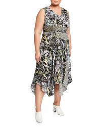 Plus Size Sleeveless Floral Handkerchief Maxi Dress