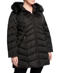 Plus Size Gwen Chevron Quilted Puffer Coat