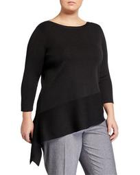 Plus Size Asymmetric Long-Sleeve Sweater