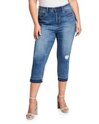 Plus Size Deconstructed Released-Hem Cropped Skinny Jeans