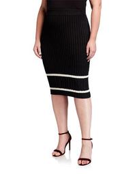 Plus Size Eden Striped Pencil Skirt
