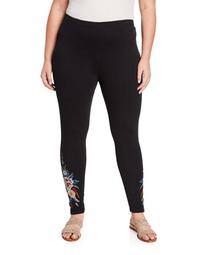 Plus Size Darielle Leggings with Floral Embroidery