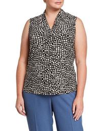 Plus Size Foxtrot Printed Pleated Top