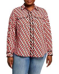 Plus Size Piping Trim Bead Blouse