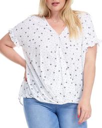 Plus Size Bumble Bee Printed Faux Wrap Top