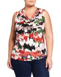 Plus Size Cowl-Neck Printed Top