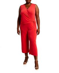 Plus Size Wrap-Front Sleeveless Cropped Jumpsuit