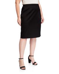 Plus Size Slim Ponte Jersey Knee-Length Skirt