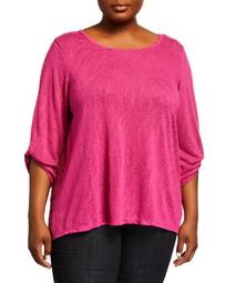 Plus Size Twisted-Sleeve Pleated-Back Top