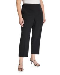 Plus Size Pull-On Ankle Length Stretch Crepe Pants