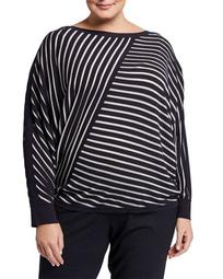 Plus Size Matte Crepe Directional Striped Sweater