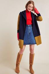 Valerie Colorblocked Wool Sweater Coat