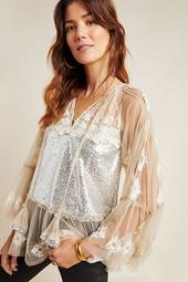 Ana Sequined Peasant Blouse