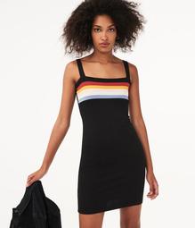 Seriously Soft Rainbow Stripe Square-Neck Bodycon Dress