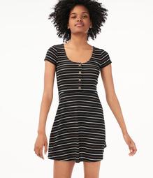 Seriously Soft Striped Scoop-Neck Skater Dress