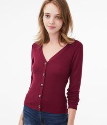 Seriously Soft Button-Front V-Neck Cardi Tee***