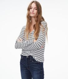 Long Sleeve Seriously Soft Striped V-Neck Tee