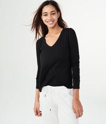 Long Sleeve Seriously Soft Solid V-Neck Tee