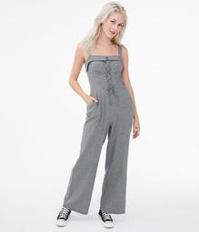 Houndstooth Lace-Up Jumpsuit