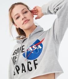 NASA Cropped Pullover Hoodie