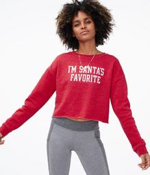 Santa's Favorite Cropped Crew Sweatshirt