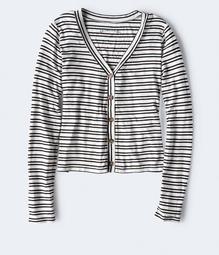 Long Sleeve Seriously Soft Striped Button-Front Top***