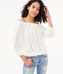 Long Sleeve Off-The-Shoulder Peasant Top