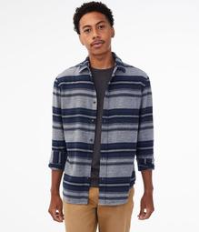 Long Sleeve Striped Flannel Button-Down Shirt