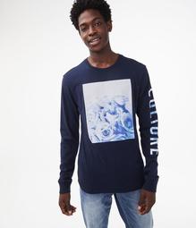 Long Sleeve Faded Roses Graphic Tee