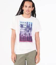 Tropical American Flag Graphic Tee