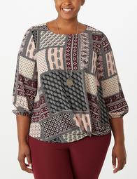 Plus Size Patchwork Knotted Top