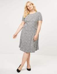 Tweed Fit & Flare Dress with Faux Pockets