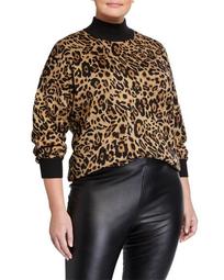 Plus Size Leopard Turtleneck Sweater