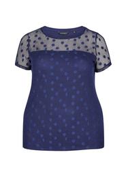 **DP Curve Navy Spotted Lace Top