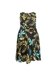 **Billie & Blossom Curve Black Palm Print Dress