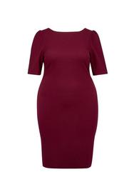 **DP Curve Berry Red Textured Bodycon Dress