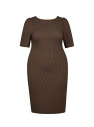 **DP Curve Brown Geometric Textured Bodycon Dress