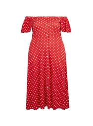 **DP Curve Red Spot Print Dress