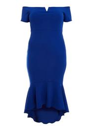 *Quiz Curve Blue Bardot Hem Dress