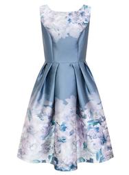 *Chi Chi London Curve Blue Floral Print Skater Dress