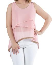 Plus Size Spinel Layered Silk Georgette Tank