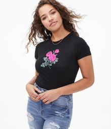 Flocked Roses Graphic Tee