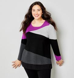 Colorblock 2Fer Pullover Sweater
