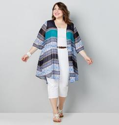 Blue and Turquoise Print Duster