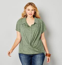 Twisted Hem Button Front Top