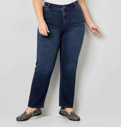 5 Pocket Straight Leg Knit Denim in Dark Wash