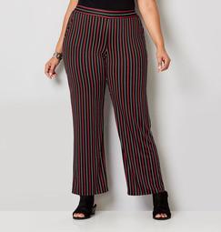 Black Red Ivory Stripe Pull On Pants